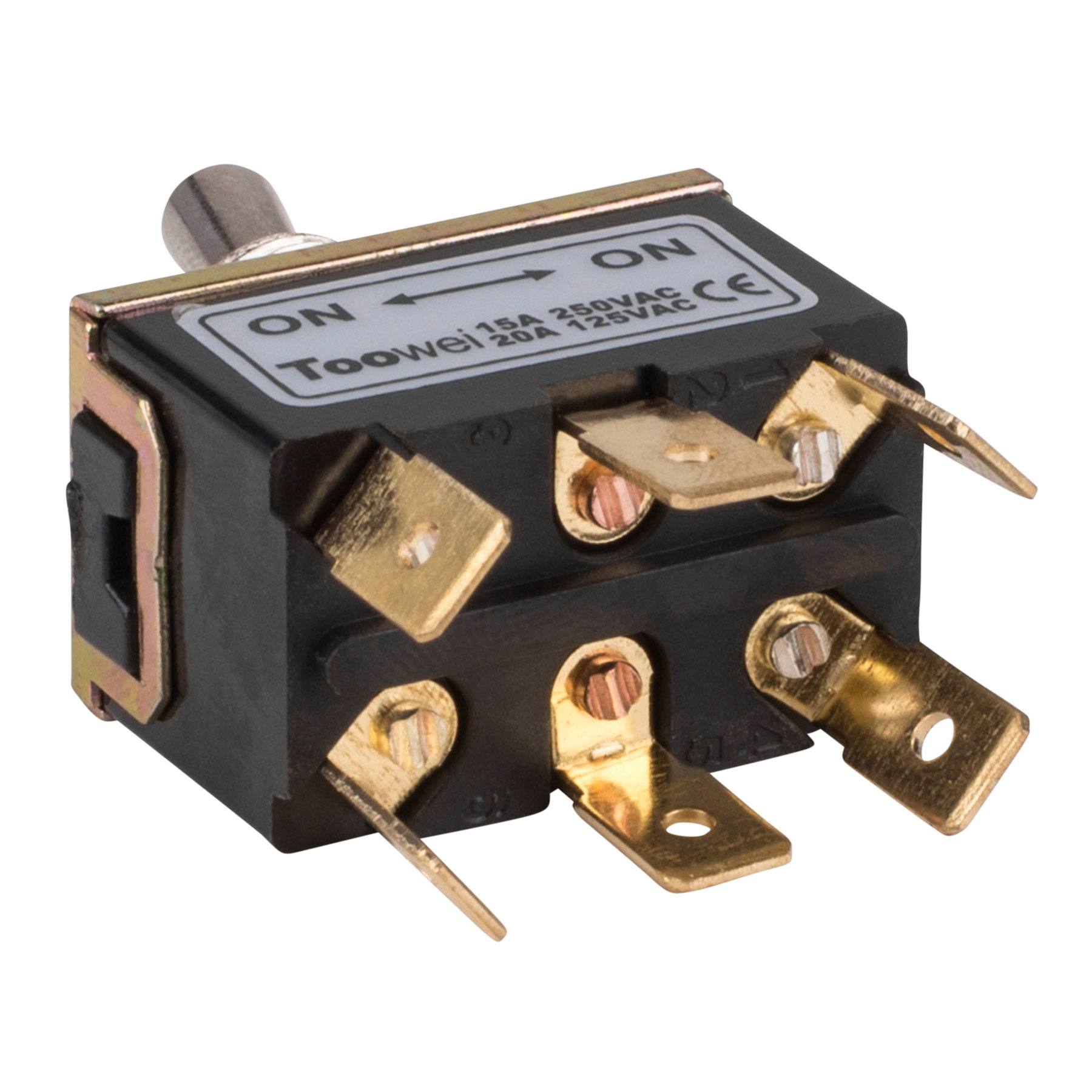 DPDT On/On Toggle Switch 6 Spade 15A 250VAC 2 Position