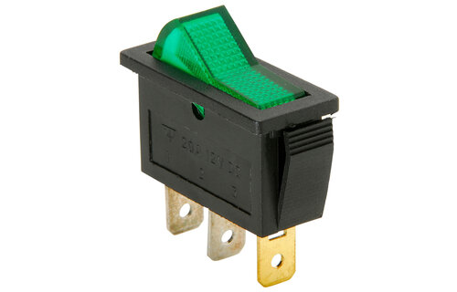 SPST Large Rocker Switch w/Green Illumination 12VDC