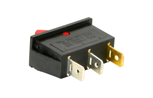 SPST Large Rocker Switch with Red Illumination