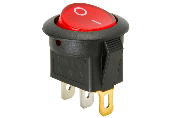 SPST Round Rocker Switch Red Illumination