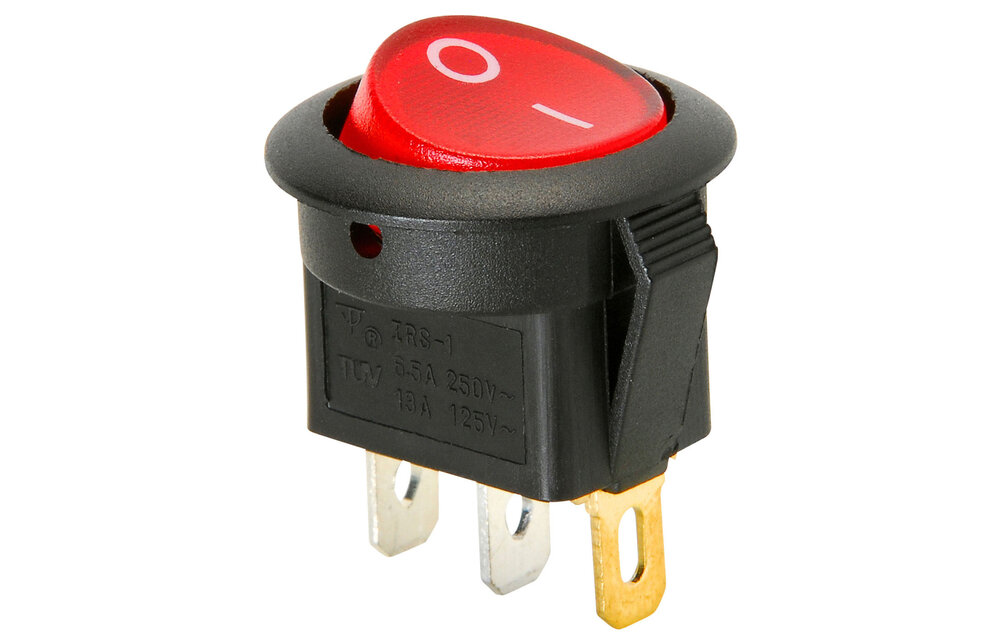 SPST Round Rocker Switch with Red Illumination