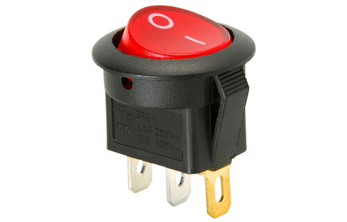 SPST Round Rocker Switch with Red Illumination