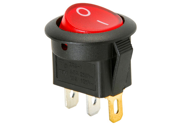 SPST Round Rocker Switch Red Illumination