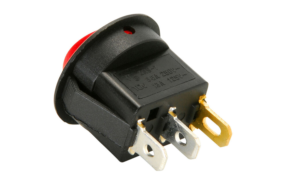 SPST Round Rocker Switch with Red Illumination
