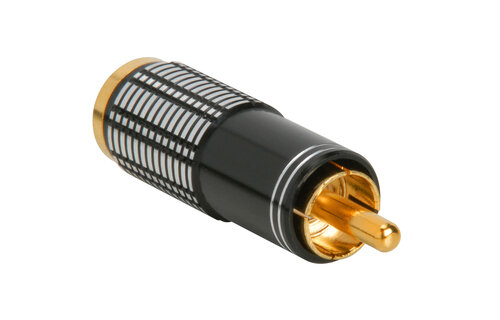 Gold RCA Super Plug Connector Black 6.3 mm Cable Entry