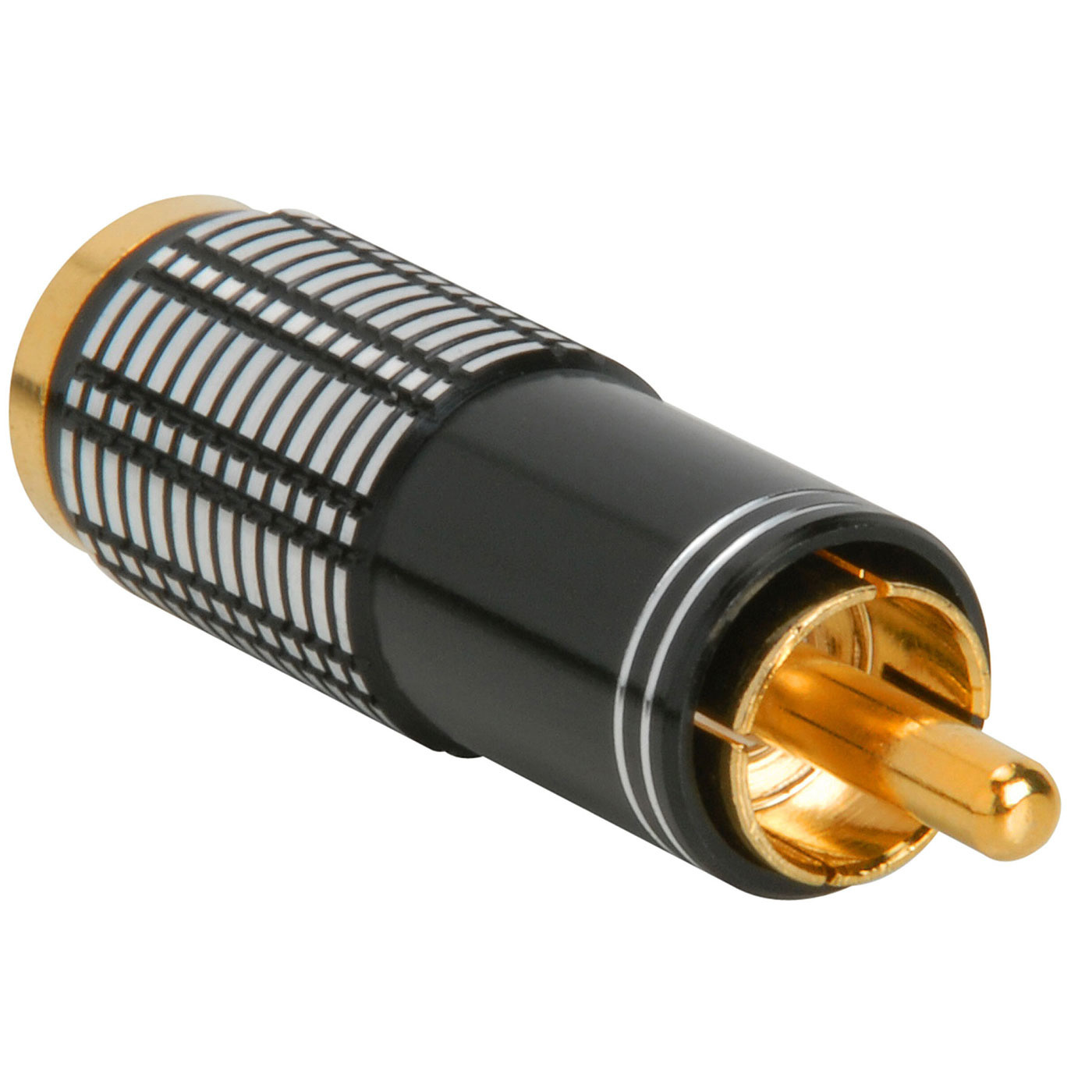 Gold RCA Super Plug Connector Black 6.3 mm Cable Entry