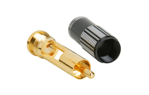 Gold RCA Super Plug Connector Black 6.3 mm Cable Entry