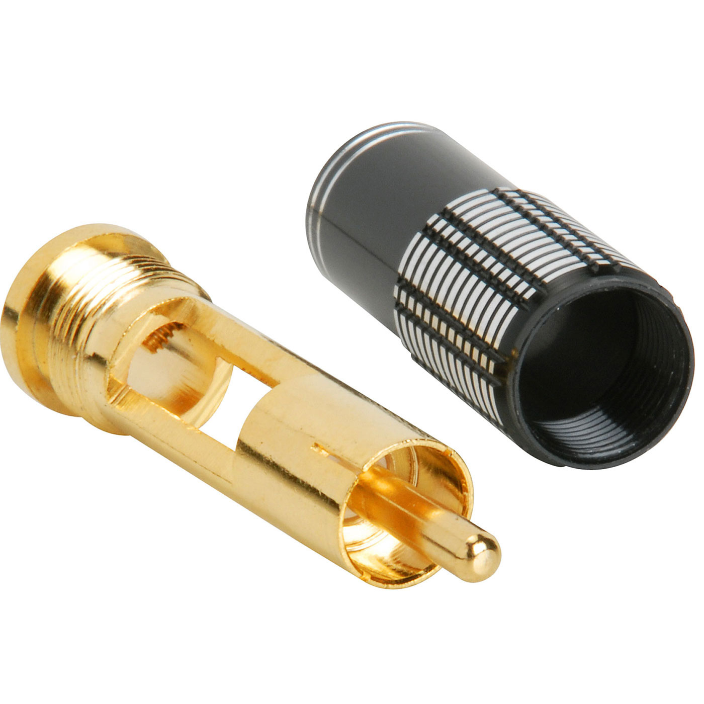 Gold RCA Super Plug Connector Black 6.3 mm Cable Entry