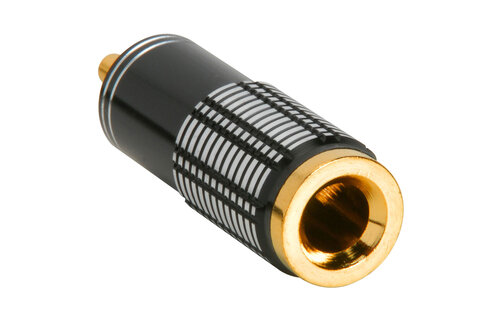 Gold RCA Super Plug Connector Black 6.3 mm Cable Entry