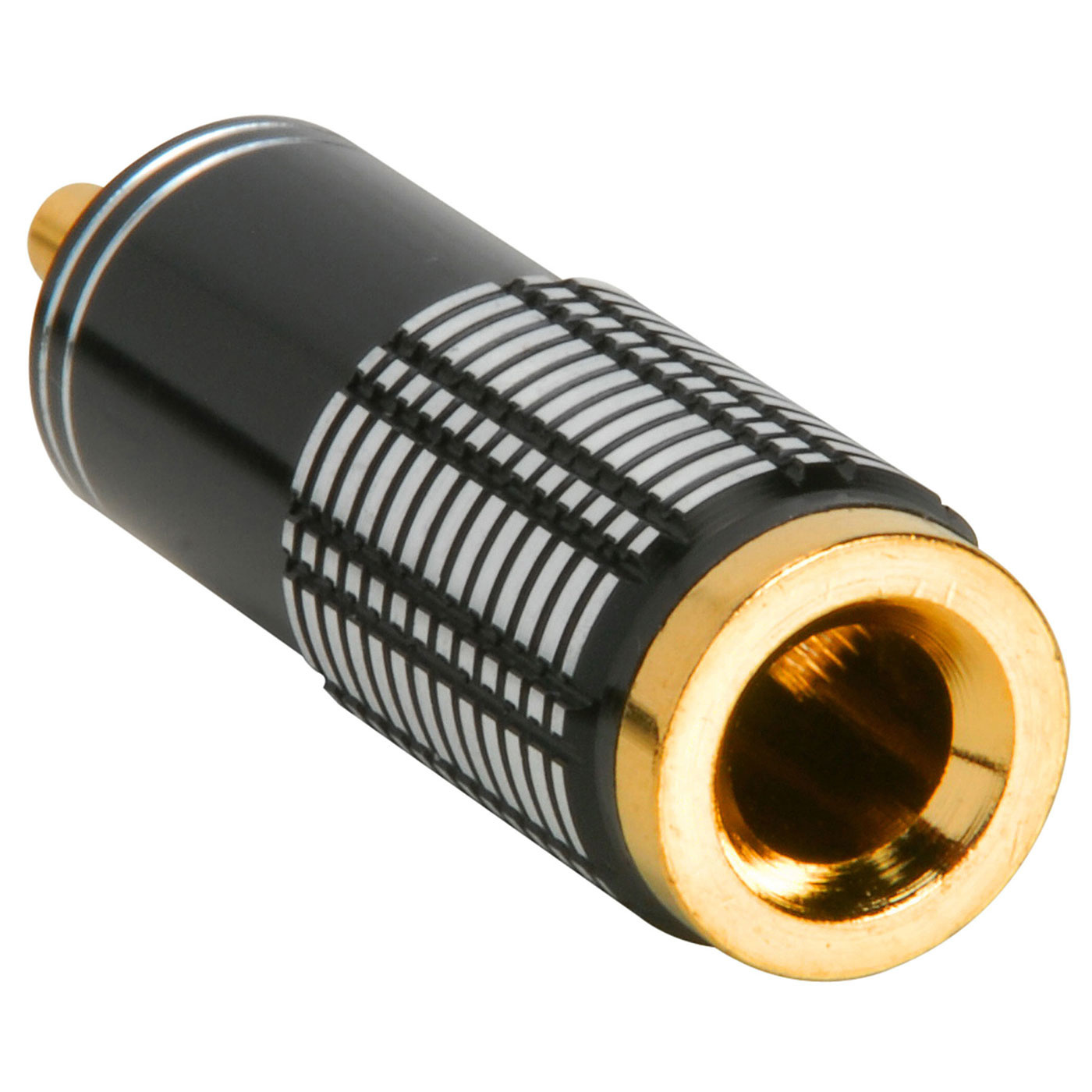 Gold RCA Super Plug Connector Black 6.3 mm Cable Entry