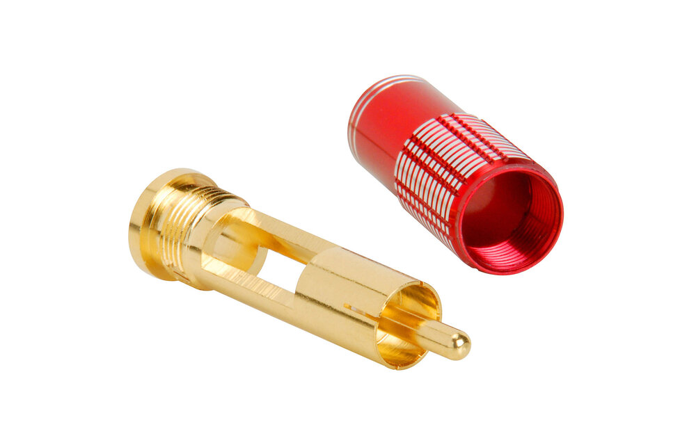 Gold RCA Super Plug Red 6.3 mm Cable Entry