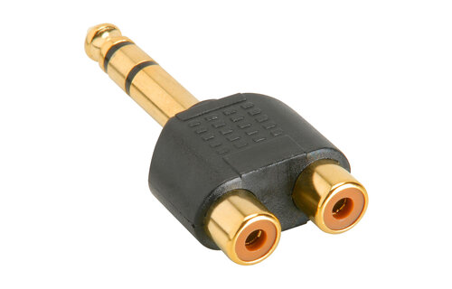 6.35 mm Stereo Male to 2 RCA Female Y Adapter Plug