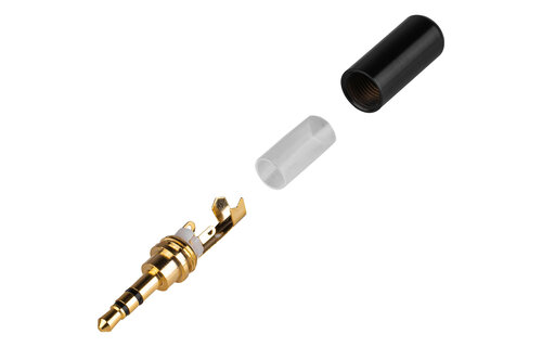 3.5 mm Stereo Gold Plug and Black Metal Shell