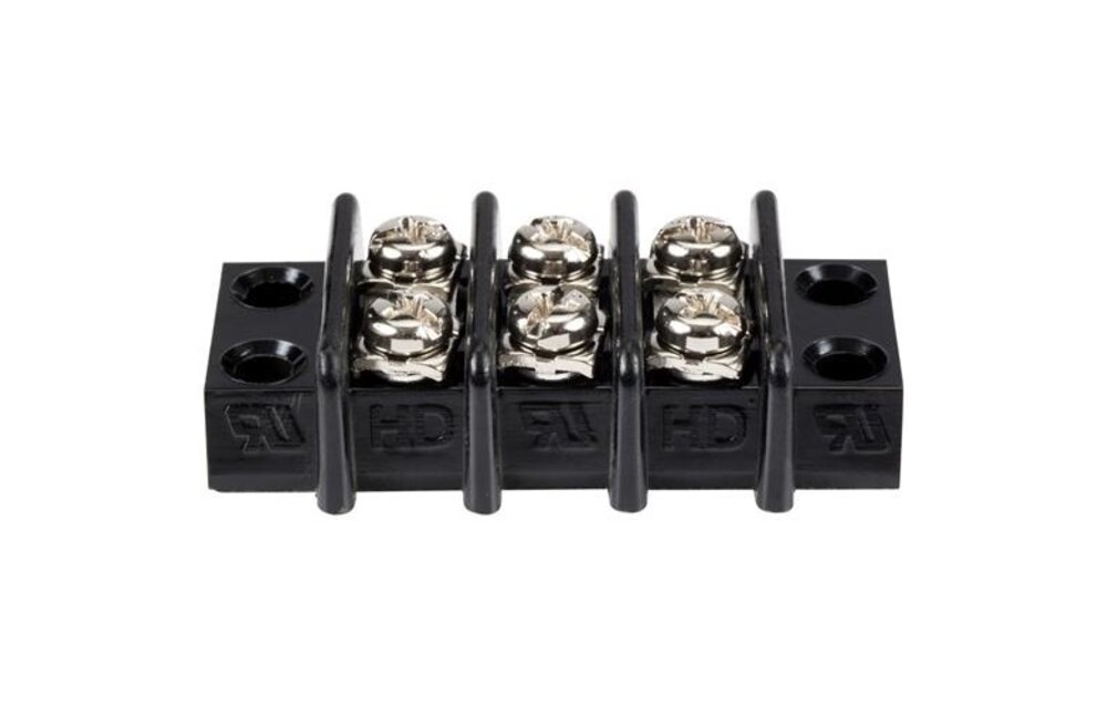 Barrier Strip 3 Pole Double Row 20 Amp