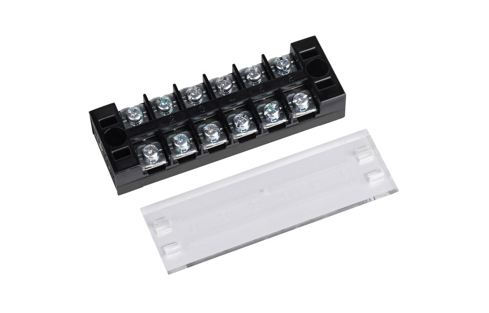 6 Pole 25A Barrier Terminal Strip with Snap-on Clear Plastic Cover