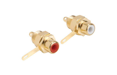 Gold RCA Jack Solder Type w/Nut Pair Hex Type
