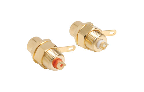 Gold RCA Jack Solder Type w/Nut Pair Hex Type