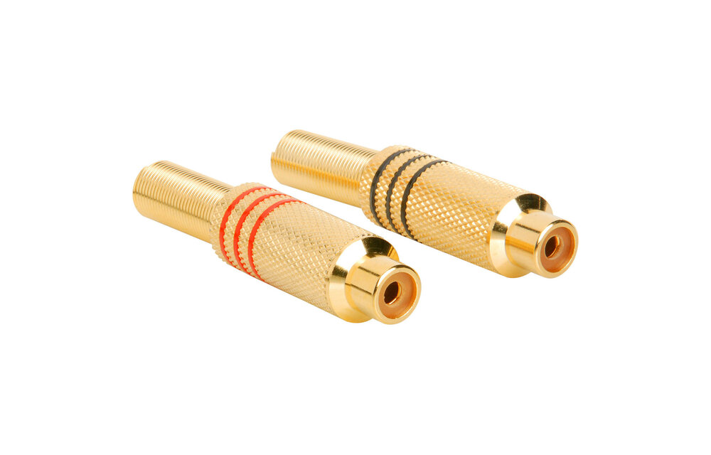 Gold RCA In-Line Jack Connector with Strain Relief Pair