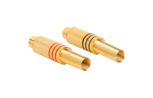 Gold RCA In-Line Jack Connector with Strain Relief Pair