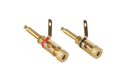 Gold Binding Post Banana Jack Pair Extra Long Shaft with Solder Tabs