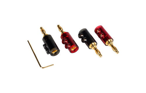 Nine Tine Banana Plugs with Dual Set Screws and Poly Carbonate Shell 2 Pairs