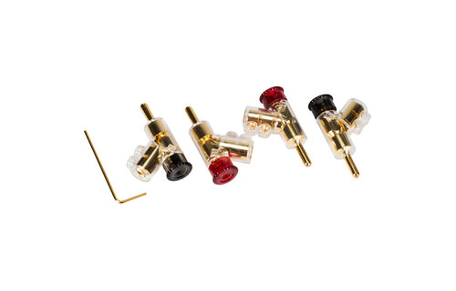 Angled Locking Stacking Banana Plugs with Dual Set Screws Poly Shell and Insulated Thumbscrew 2 Pairs