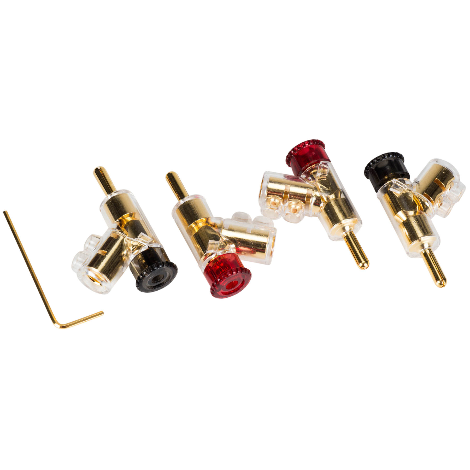 Angled Locking Stacking Banana Plugs with Dual Set Screws Poly Shell and Insulated Thumbscrew 2 Pairs