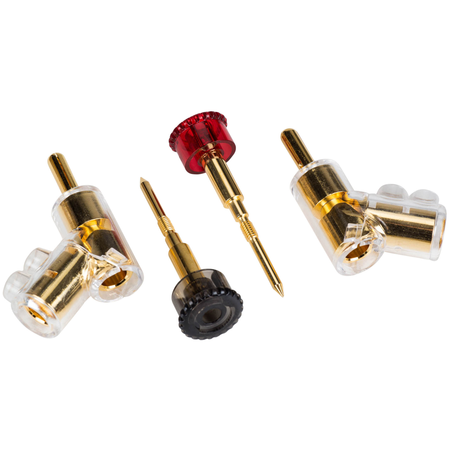 Angled Locking Stacking Banana Plugs with Dual Set Screws Poly Shell and Insulated Thumbscrew 2 Pairs