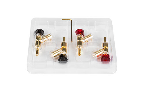 Angled Locking Stacking Banana Plugs with Dual Set Screws Poly Shell and Insulated Thumbscrew 2 Pairs