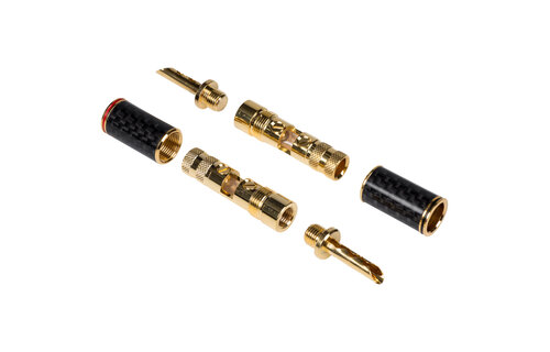 BFA Style Banana Plug with Dual Set Screws and Carbon Fiber Covered Brass Shell 2 Pairs