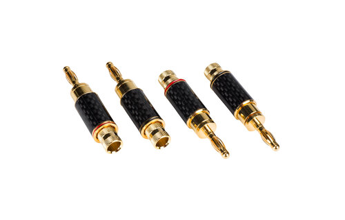 Nine Tine Banana Plugs with Dual Set Screws and Carbon Fiber Shell 2 Pairs