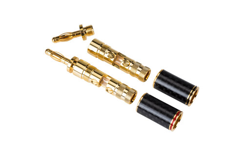 Nine Tine Banana Plugs with Dual Set Screws and Carbon Fiber Shell 2 Pairs