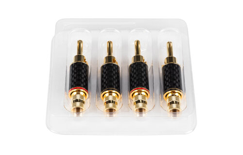 Expanding Banana Plugs with Dual Set Screws and Carbon Fiber Wrapped Brass Shell 2 Pairs