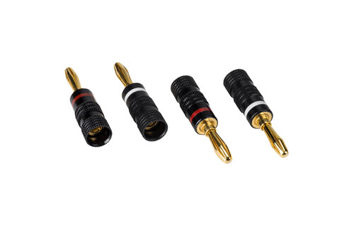 Banana Plugs with Dual Set Screws and Black Aluminum Shell 2 Pairs