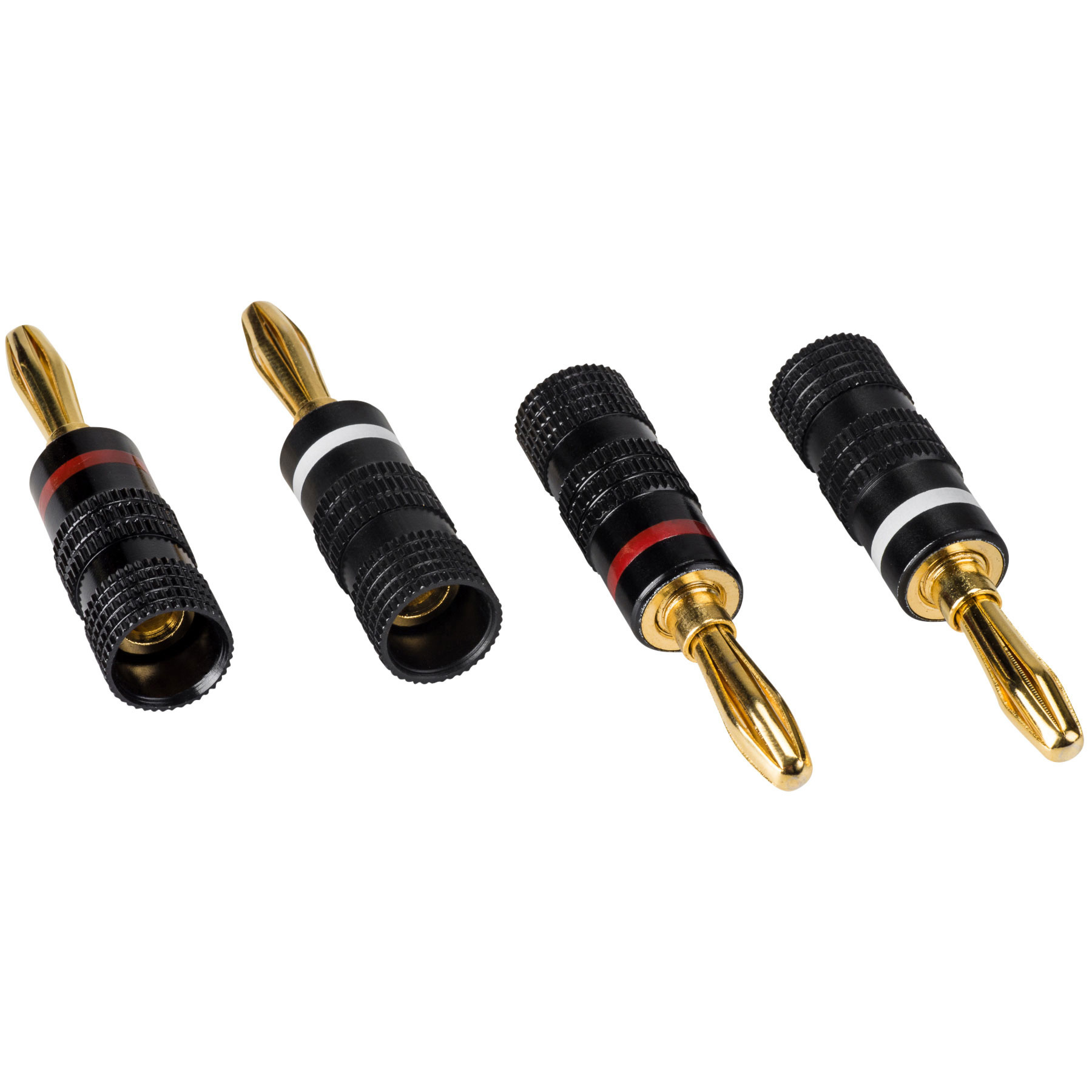 Banana Plugs with Dual Set Screws and Black Aluminum Shell 2 Pairs