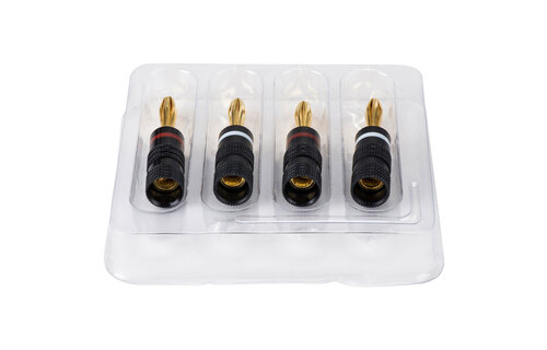 Banana Plugs with Dual Set Screws and Black Aluminum Shell 2 Pairs