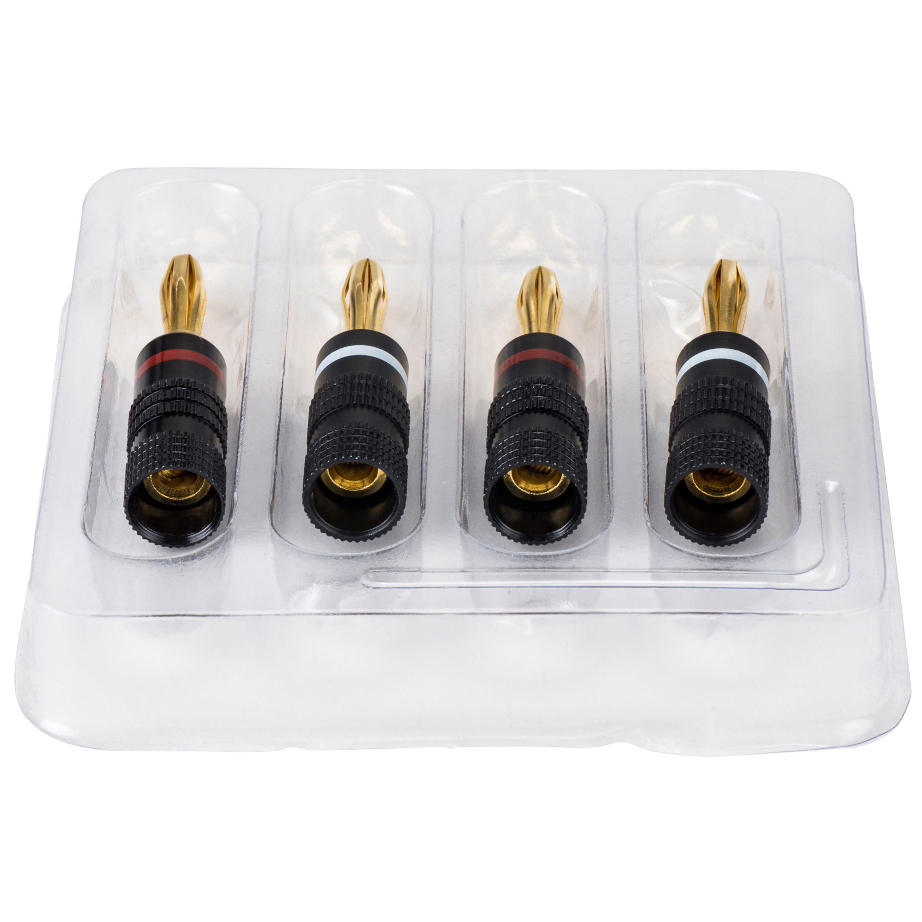 Banana Plugs with Dual Set Screws and Black Aluminum Shell 2 Pairs