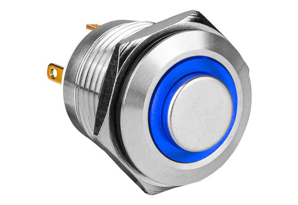 SPST N.O. 16mm Waterproof Raised Push Button Switch
