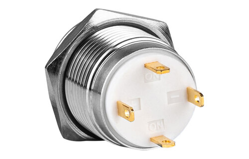 SPST NO Momentary 16mm Stainless Steel Tamper/Waterproof Raised Push Button Switch with Blue Ring