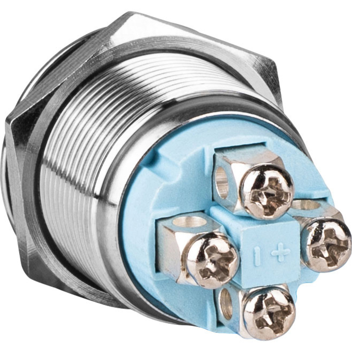 SPST NO Momentary 19mm Stainless Steel Tamper/Waterproof Raised Push Button Switch with Blue Ring S