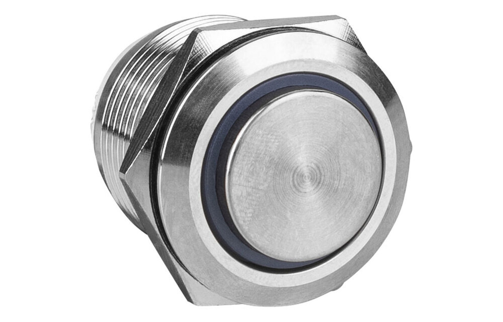 SPST NO Momentary 19mm Stainless Steel Tamper/Waterproof Raised Push Button Switch with Blue Ring