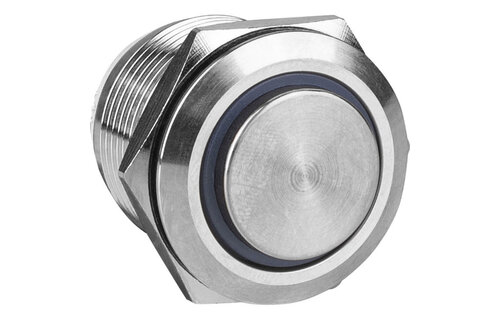 SPST NO Momentary 19mm Stainless Steel Tamper/Waterproof Raised Push Button Switch with Blue Ring