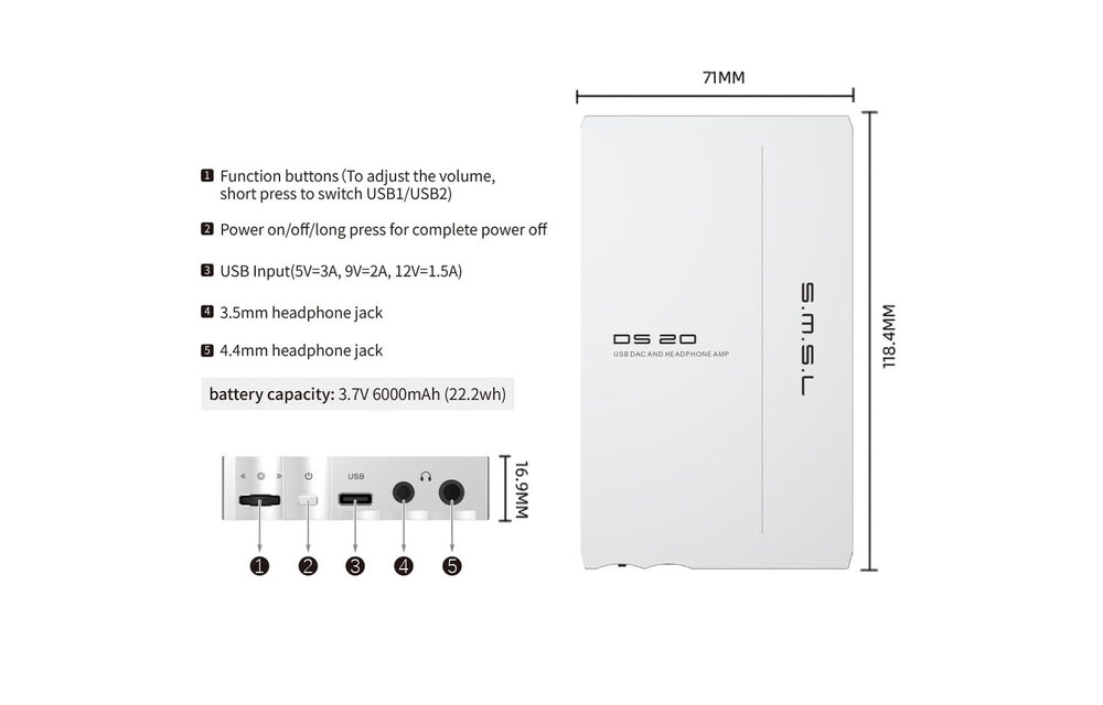 DS20 Portable DAC and Headphone Amplifier CS43131