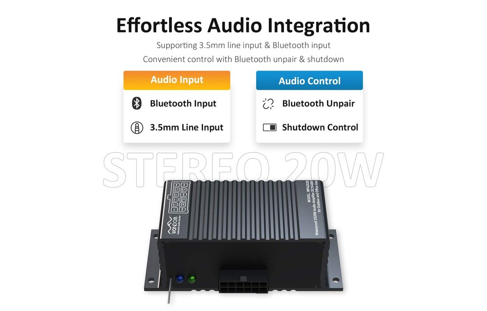 AA-AS32987 WPA2X20 2x20W Mini Waterproof Amplifier for Marine & Automotive