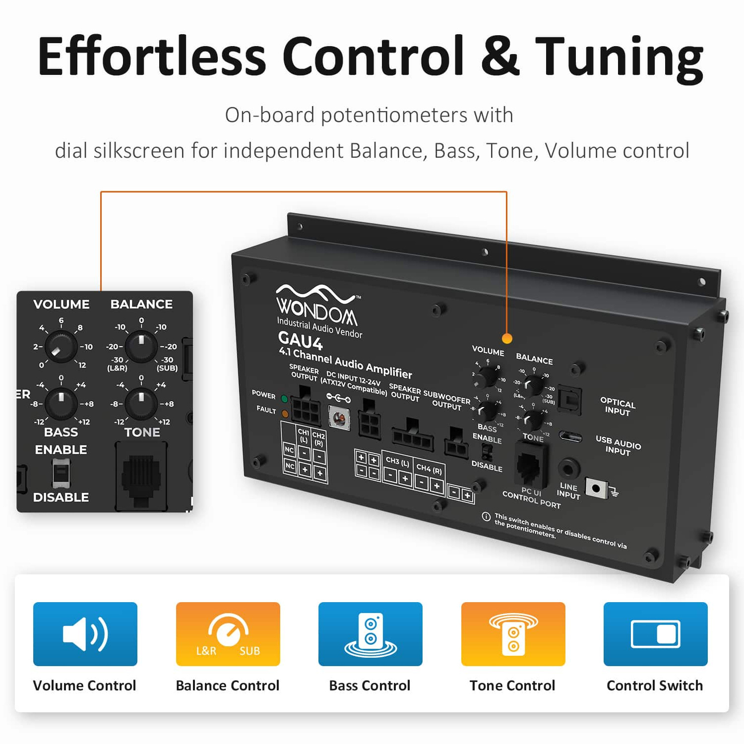 AA-AS43112 GAU4 4x50W + 1x100W 4.1 Gaming Amplifier for Racing Simulator