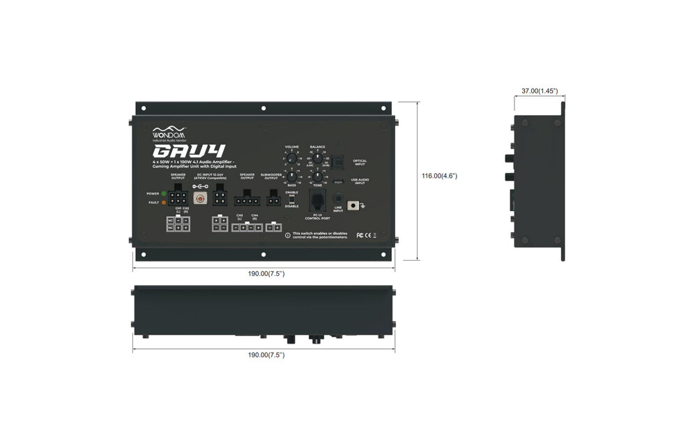 AA-AS43112 GAU4 4x50W + 1x100W 4.1 Gaming Amplifier for Racing Simulator