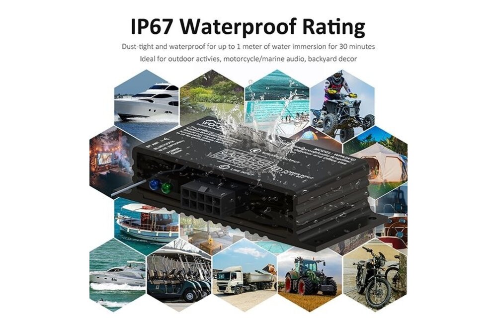 AA-AS32987 WPA2X10 2x10W Mini Waterproof Amplifier for Marine & Automotive