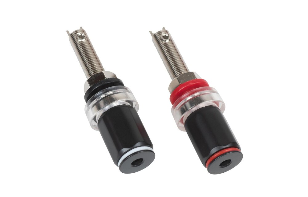 Speaker Binding Post Pair Brass and Nickel Plated Black and Red