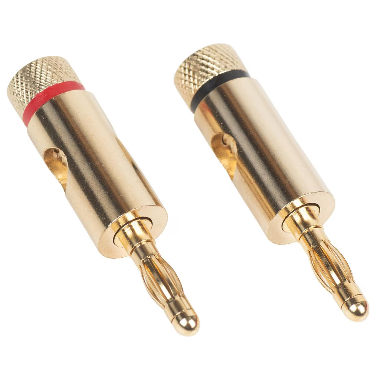Banana Plugs Gold Pair -Black, Red with Side Entry Hole