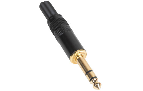 6.35 mm TRS Stereo Plug Gold Plated with Metal Black Shell